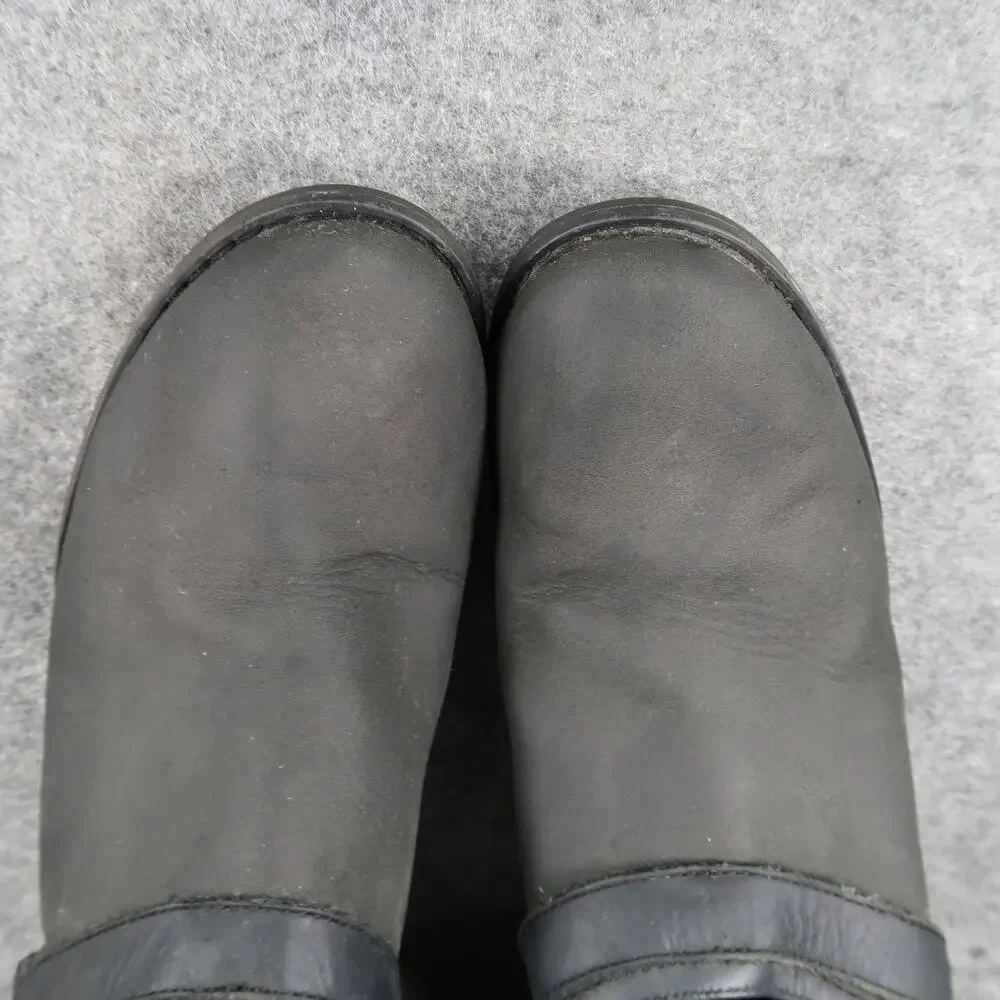 TaraM Shoes Womens 8.5 Mule Booties Slip On Block Heel Western Leather Black